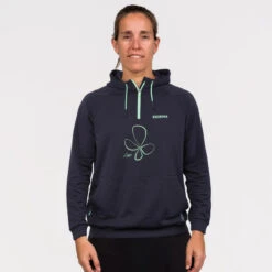 Sweat De Padel Technique Avec Capuche Femme - Kuikma Pro Lucia Sainz Noir Vert