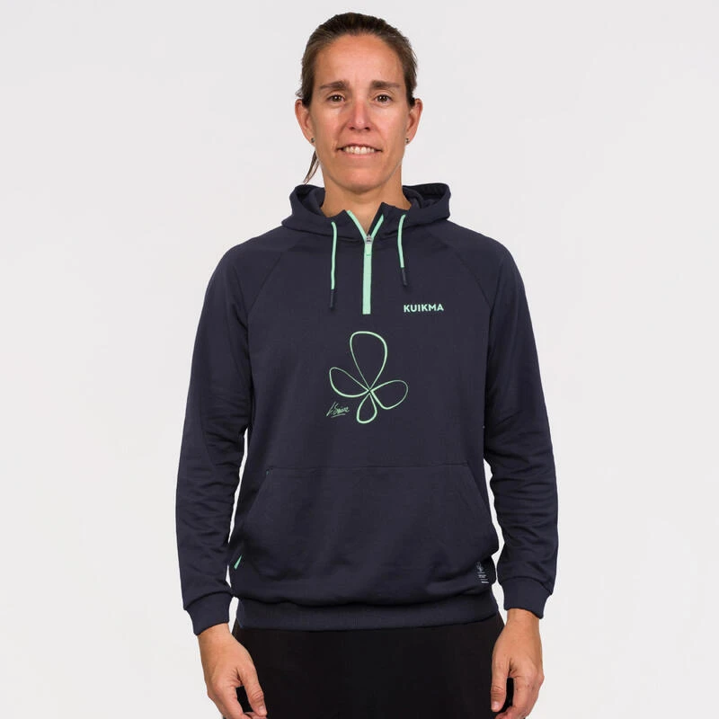 Sweat De Padel Technique Avec Capuche Femme - Kuikma Pro Lucia Sainz Noir Vert 3 Sweat De Padel Technique Avec Capuche Femme - Kuikma Pro Lucia Sainz Noir Vert