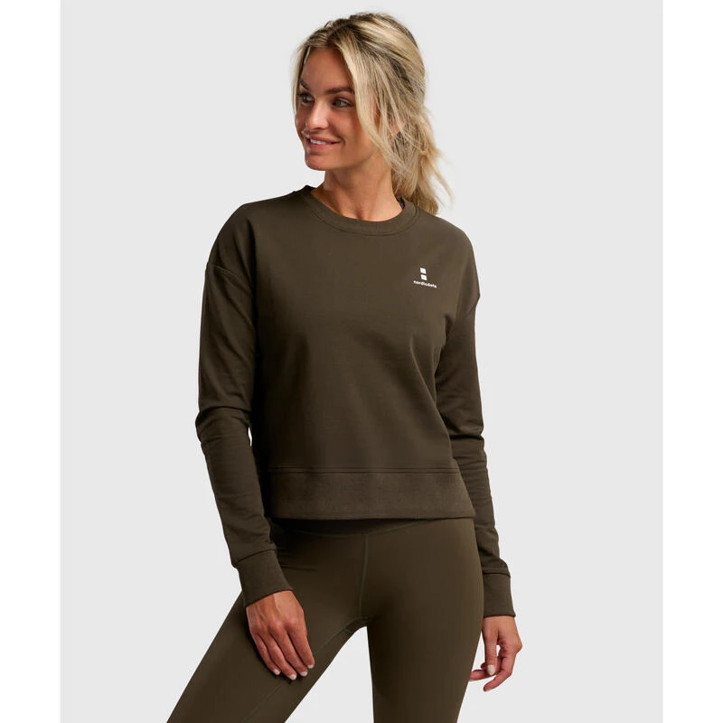 Sweat-Shirt De Tennis/Padel Organique Femme Olive 3 Sweat-Shirt De Tennis/Padel Organique Femme Olive