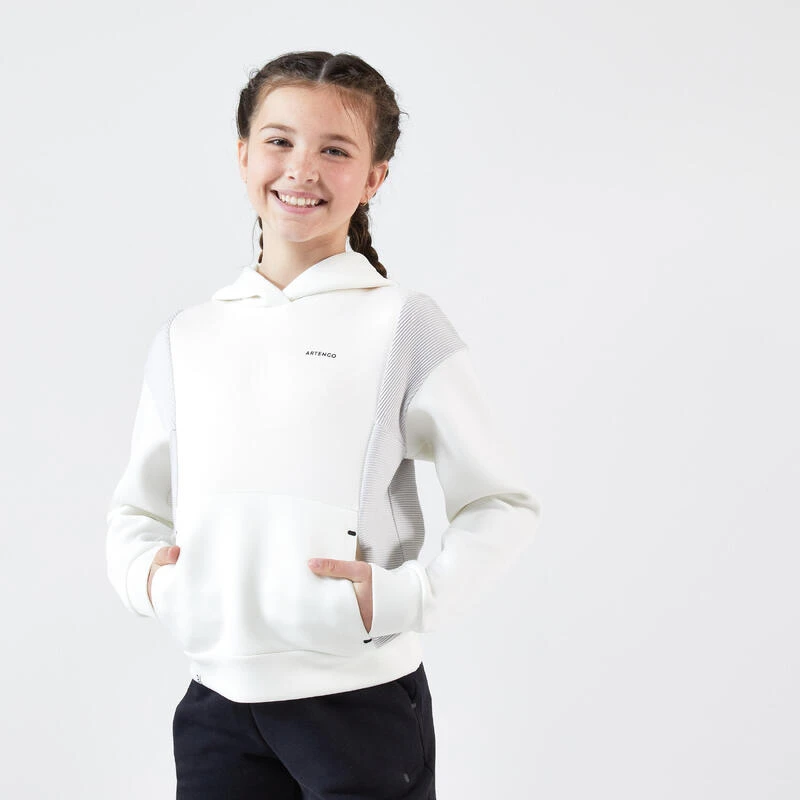 Artengo SWEAT TENNIS À CAPUCHE DRY ENFANT - BLANC CASSE 5 Artengo SWEAT TENNIS À CAPUCHE DRY ENFANT - BLANC CASSE – Image 3