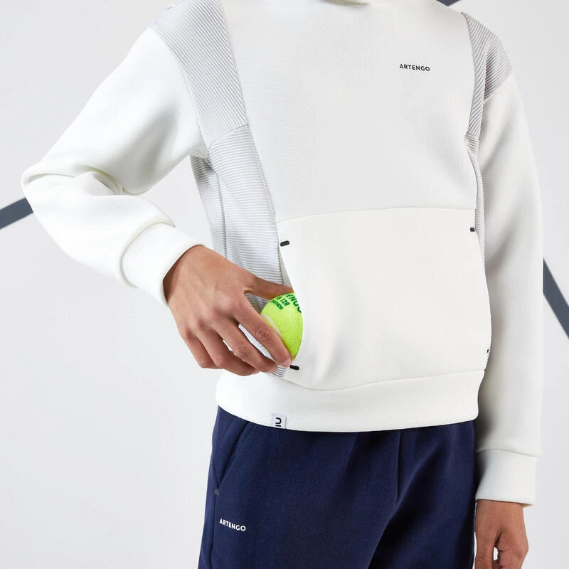 Artengo SWEAT TENNIS À CAPUCHE DRY ENFANT - BLANC CASSE 6 Artengo SWEAT TENNIS À CAPUCHE DRY ENFANT - BLANC CASSE – Image 4