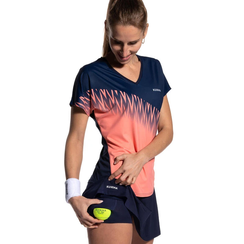 T-shirt De Padel Manches Courtes Respirant Femme- 500 Bleu Coral 7 T-shirt De Padel Manches Courtes Respirant Femme- 500 Bleu Coral – Image 5