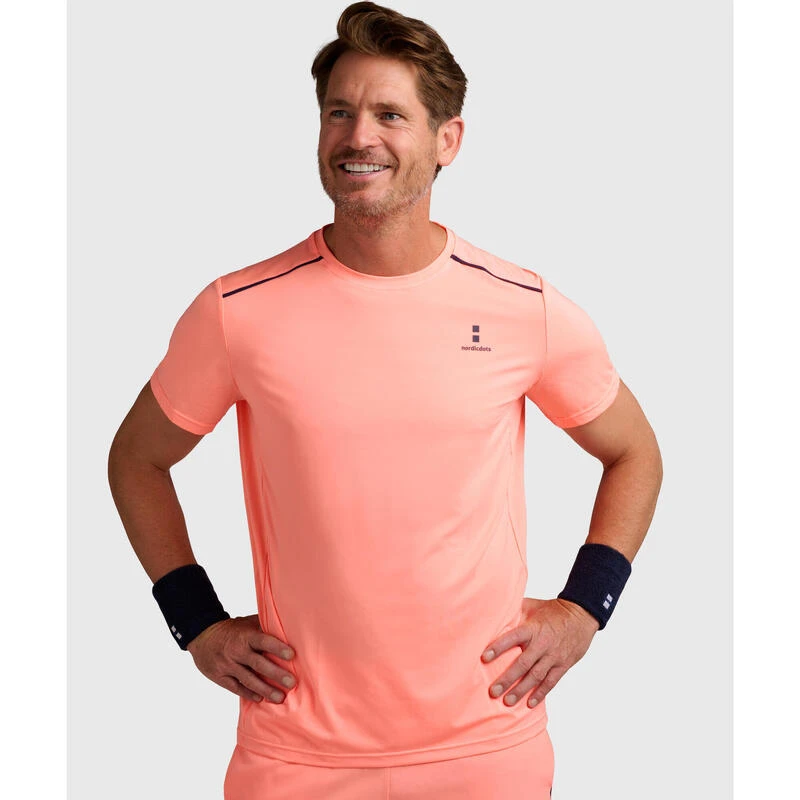 T-shirt De Tennis/Padel Performance Homme Melon/Bleu Marine 3 T-shirt De Tennis/Padel Performance Homme Melon/Bleu Marine