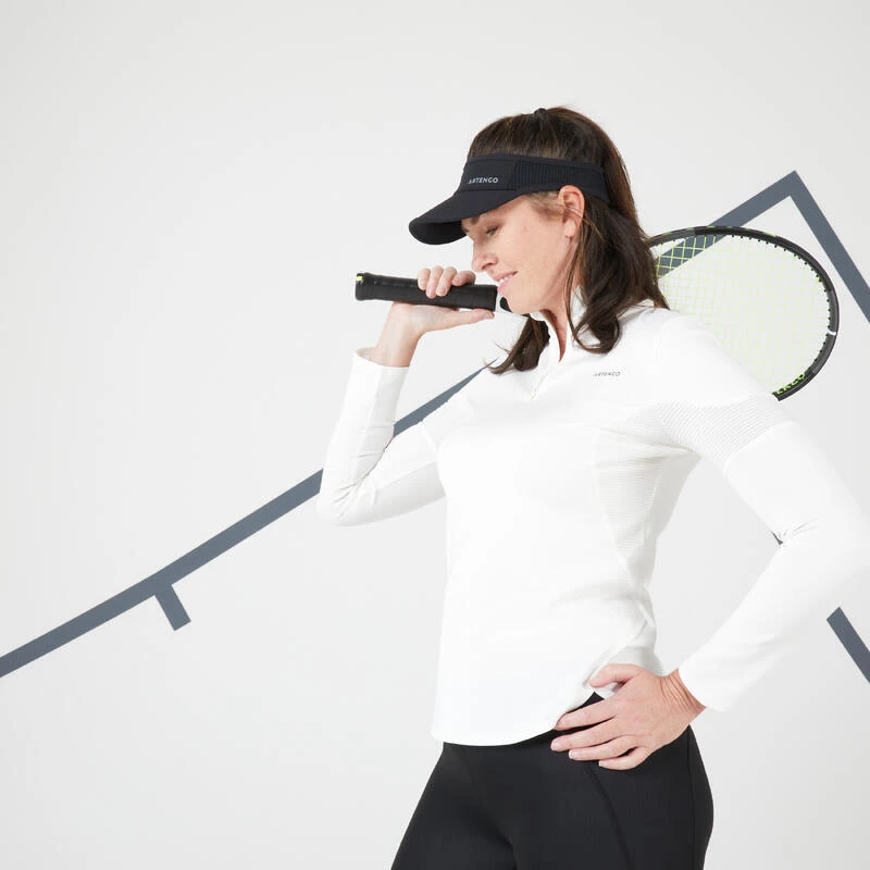 Artengo T-Shirt Tennis Manches Longues Thermique Femme - TH 900 Blanc Cassé 5 Artengo T-Shirt Tennis Manches Longues Thermique Femme - TH 900 Blanc Cassé – Image 3