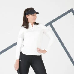 Artengo T-Shirt Tennis Manches Longues Thermique Femme - TH 900 Blanc Cassé