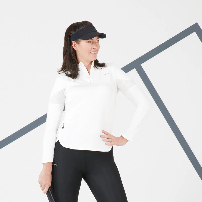 Artengo T-Shirt Tennis Manches Longues Thermique Femme - TH 900 Blanc Cassé 3 Artengo T-Shirt Tennis Manches Longues Thermique Femme - TH 900 Blanc Cassé
